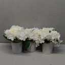 Flower Table Centerpieces - Artificial Wedding Hydrangeas Floral Arrangement with Rustic Metal Vase for Bridal Tea Party Event Decorations (White, Set of 3 Floral Arrangement)