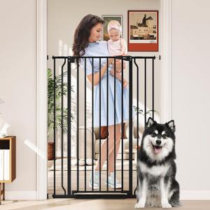 50" Extra Tall Baby Gate No Drilling, Auto Close Dog Gate, Black
