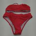 YACUN Women's High Waisted Bikini Swimsuit Two Piece Strapless Bandeau Cheeky Bathing Suits (Small, Red)