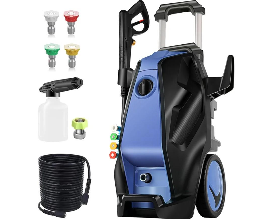 5000PSI 4.0GPM Heavy Duty Power Cleaner with 33 FT Extension Hose, 4 Quick Connect Nozzles and Foam Cannon for Cars/Fences/Driveways/Patios/Home Cleaning, Blue
