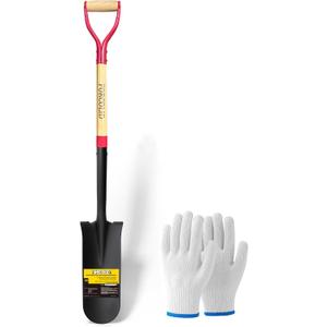 Drain Spade Shovel, Garden Drain Spade, Trenching Shovel, Woode D-Handle, Steel Y-Grip, 45 Inch Spade for Digging, Transplanting & Edging wih Replaceable Handle 