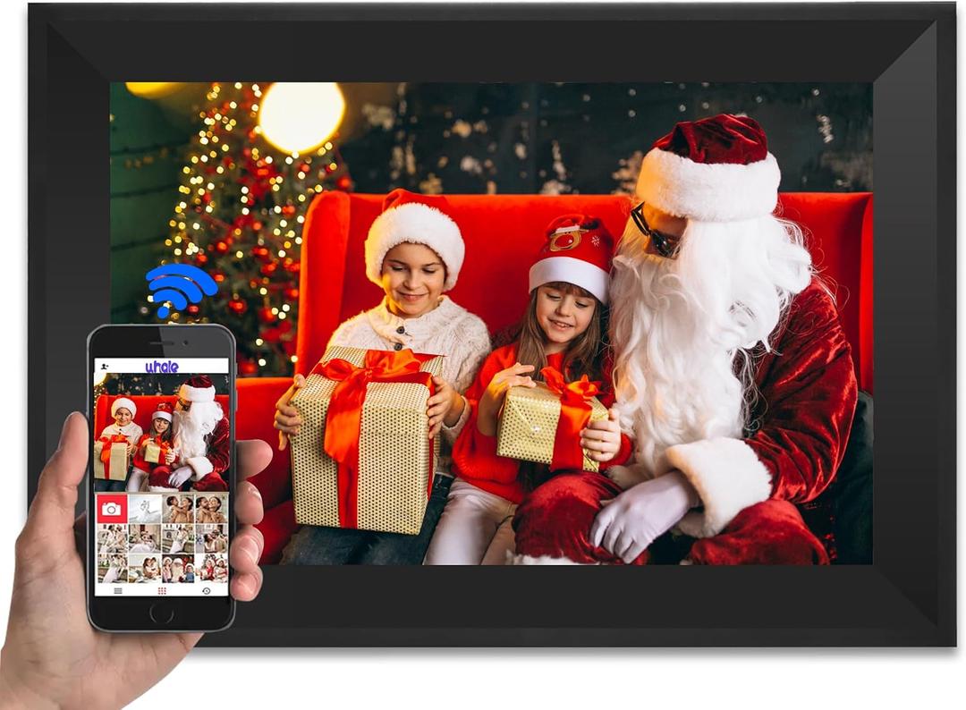 Digital Picture Frame WiFi Smart Picture Frames 10.1Inch HD Digital Photo Frame, 16GB Storage, Electronic Picture Frame Easy to Share Photos and Video via Uhale APP (Matte Black)