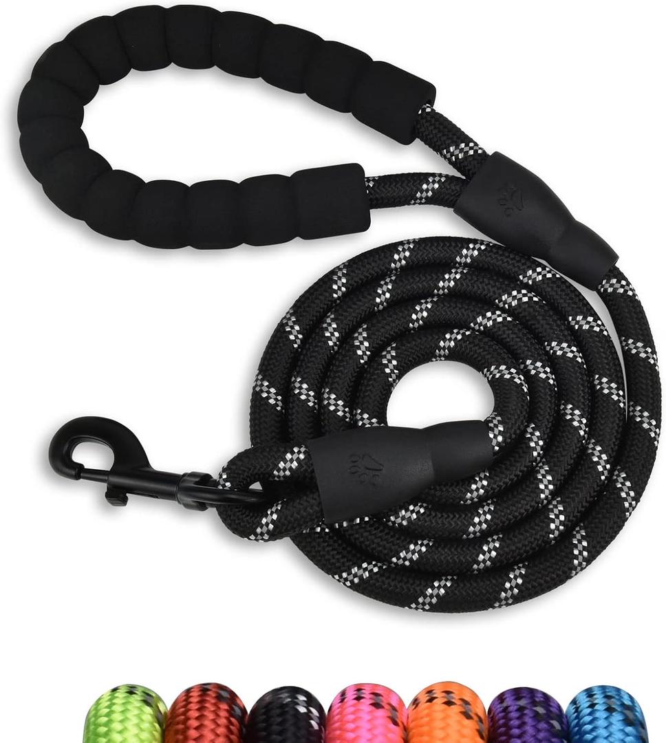 5/6 FT Strong Pet Dog Leash with Soft Padded Handle,Highly Reflective Rope for Night Walking,360-Degree Rotating Metal Buckle Without Tangles,Suitable for Small,Medium and Large Dogs (5ft)