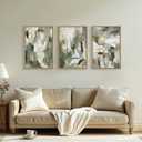 Large Abstract Green Beige Framed Canvas Wall Art Set,Neutral Brush Stroke Watercolor Wall Painting,Modern Minimalist Artwork for Living Room,Bedroom,Dining Room,Office -Abstract Green Beige Wall Art, 36"L x 24"W