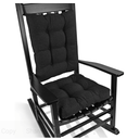 BUYUE Chair Cushion Set for Rocking Chair, Back Pillow & Seat Cushion with Ties, Original Woven Fabric Non-Slip Chair Pads for Elderly Sitting, Black