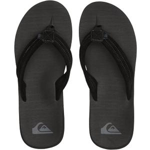Quiksilver Carver Suede Flip Flops for Men, Arch Support Athletic Mens Sandals, Size 6 to 16 Thong Mens Slides (11, Black 1)