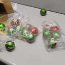 Lanpn 17 Pcs Outdoor Christmas Ornaments, 2.4" Mini Xmas Tree Elf Swirl Ball Decoration, Red Green Christmas Ornament Set, Glittering String Ball Plastic Hanging Decor for Lawn Yard Holiday Party