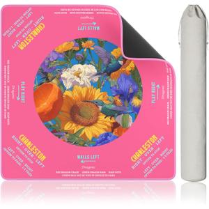 Mahjong Mat for Table, 31.5 x 31.5 Inch Non-Slip Mahjong Mat, Floral and Hummingbird Design Mahjong Table Mat, Foldable Soft Surface for American Mahjong & Tile Games (Pink)