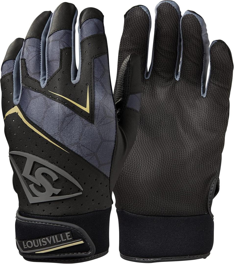 Louisville Slugger Adult Genuine 2.0 Batting Gloves (Medium, Black)