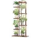 Solatmos Wood Plant Stand With Grow Lights Indoor Plants Outdoor Corner Plant Shelf Flower Stands for Living Room Patio Garden Corner Balcony (Brown, 7 Tier)