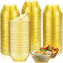 Yungyan 200 Pack Disposable Clear Plastic Bowls for Christmas Party 6oz Hard Plastic Salsa Dessert Ice Cream Candy Fruit Small Glitter Bowls for Wedding Baby Shower Birthday Supplies(Gold)