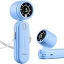 iTurbo Handheld Turbo Fan, Mini Foldable Portable Hand Fans, Rechargeable Battery, 5 Gear High Speeds Led Display,Powerful Airflow, 12Hrs Cooling Small Fan Travel Essentials Beach, Outdoor, Work