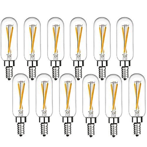 Beonllay Dimmable T6 LED Bulbs 25W Candelabra Bulbs 3000K Soft White, Clear Vintage 2W E12 LED Filament Edison Chandelier Light Bulbs with Decorative, 12 Pack