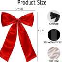 Large Satin Bow Wall Decor, 41x26 Inch Oversized Coquette Bow for Girls Room, Bedroom, Birthday Party, Baby Shower, Bridal Shower, Red