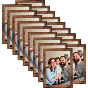 Giftgarden 5x7 Picture Frame Set of 18, Lightweight 5 by 7 Frames Bulk for Gallery Wall Photo Hanging and Tabletop Display, Rustic Brown