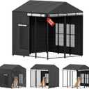 Outdoor 4.2'D x 4.2'W x 4.5'H Dog Kennel Cover Full Coverage, 1200D Heavy Duty Waterproof Creat Covers with Mesh Window, Enclosure Covers for Outside Dog Kennel, Black, (Only Cover)