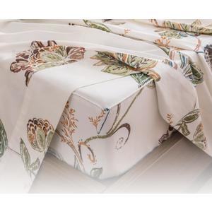Floral King Size Sheet Sets -  Botanical Pattern Egyptian Cotton Printed Bedding Sheets King Size Bed Soft and Breathable 17.5" Extra Deep Pockets Bed Sheets, 4 Pieces