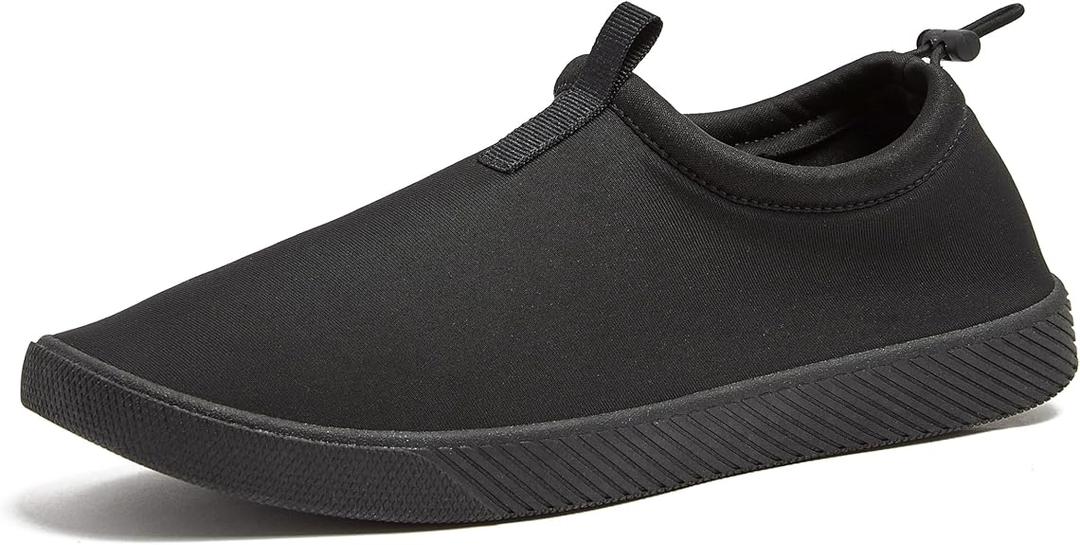 Lands' End Slip On Water Shoes Men, Quick Dry Neoprene Sport Mens Water Shoes for Beach, Pool, or River with Drainage Holes, Aqua Swim Shoes for Men, Size 9D, Black
