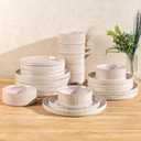 TheTerra Ceramic Dinnerware Sets for 8, 24 Pieces Porcelain Lightweight Plates and Bowls Sets, Scratch Resistant Dish Set, Oven & Microwave & Dishwasher Safe, Primrose Pink