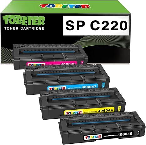 ToBeter Aficio SP C220A Toner Replacement for Ricoh Aficio SP C220 C220A C220DN C220S C221 C221N C221SF C222 C222DN C222SF C240 C240sf Printer Toner Cartridge, 4 Pack KCMY 406046 406047 406048 406044