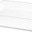 Acrylic Serving Tray 12x12 Inch, Clear Rectangular Tray with Handle, Decorative Ottoman Organizer for Appetizer, Breakfast, Coffee Table, Countertop, Bathroom