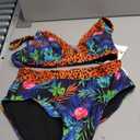Hanna Nikole Womens High Waisted Bikini Sets Floral Print, 2 Piece Swimsuits Cutout, V Neck Bathing Suits Sexy Swimwear Large