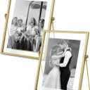 AceList Picture Frame Set of 2 for 8x10 Picture - Gold Metal Floating Photo Frame with Glass Cover - 10x12 Frame Gold Picture Frame - Floating Frame for Tabletop Display Vertically