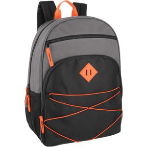 Summit Ridge Backpacks with Bungee Cord Front | 17 Multi Pocket Backpack for Adults, College, Travel, Grey/Black 