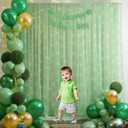 10x10ft Olive Green Tulle Backdrop Curtain with Lights String for Parites, Sheer Photo Backdrop Curtains for Wedding Baby Shower Birthday Party St. Patrick's Day Photo Shoot Background Decorations