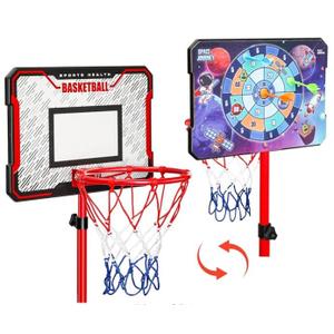 Meland Kids Basketball Hoop - Adjustable Height 2.9ft-6.2ft Toddler for Kids, Goal Indoor & Outdoor Toys Backyard Outside Boys Age 3 4 5 6 7 8 Years Gift