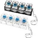 2 PCS Keyboard Fidget Toy, Keyboard Fidget Keychain 4-in-1 Keyboard Decompression Button Finger Clicker Toys, Button Stress Relief Fidget Gifts to Relief Stress (Clear Black)