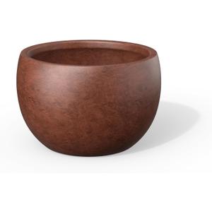 Kante 15.7" Dia Round Concrete Planter, Outdoor/Indoor Large Bowl Plant Pots with Drainage Hole and Rubber Plug for Garden Patio Balcony Home, Rusty