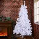 Realspring 6ft White Christmas Half Tree Artificial Christmas Pine Tree White PVC Xmas Tree with Solid Metal Stand for Wall Corner Xmas Themed Party Decoration Indoor Outdoor Living Room Decor