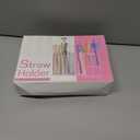 Straw Holder for Cabinet Door - Strong Magnetic Detachable Bottom, Easy to Clean, Dual Use (Countertop/Cabinet), Fits Various Sizes & Irregular Straws (Pink)