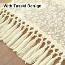 Beige Lace Table Runner Flower Boho Table Runner Farmhouse Vintage Rustic Cloth Table Runners for Xmas Fall Home Dinning Table Decorations (14x95 inch,Tassel Included)