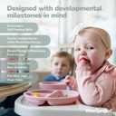 WeeSprout Suction Plates with Lids for Babies & Toddlers - 100% Silicone, Dinnerware Stays Put, Divided Design for Picky Eaters, Microwave & Dishwasher Friendly, 3 Pack (Matte Green, Pink & Off White)