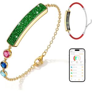 Light Luxury Smart Bracelet for Women, Crystal Birthstone Fitness Tracker with 2 Bands, All-Day Heart Rate/Sleep/Stress/HRV/Step Monitor, Elegant Wristband for Birthday