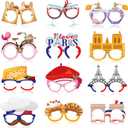 36 Pcs Paris Party Decorations France Theme Eyeglasses Paper Glasses Frame Eiffel Tower Photo Booth Props French Party Favors for Paris Baby Shower Birthday Supplies