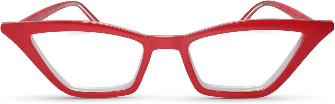 2SeeLife Premium Cat Eye Reading Glasses for Women Narrow-Medium Fit, Sturdy Frame, Spring Hinges, Stylish Funky Readers, Red, +1.75