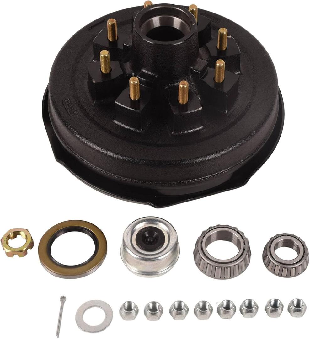 TOPAZ Left Trailer Hub Drum Kits 8 on 6.5 B.C. w/ 12X2 Self-Adjusting Electric Brakes for 7000 Lbs Axle