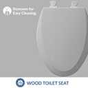 Bemis 1500EC 162 Wood Toilet Seat with Easy Clean & Change Hinges, Elongated, Silver