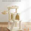 Feandrea Cat Tree, 37.8-Inch Cat Tower, Multi-Level Condo with Widened Perch, Scratching Posts and Ramp, 2-Door Cave, Hammock, Beige UPCT51M