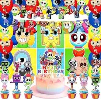 42Pcs Birthday Party Supplies Pack Set Include Banner,Cake Toppers,For Birthday Party Decoration (RE25)