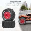 1/16 RC Car Tires and Wheels, daitoku 12mm Hex RC Truck Tires for MiniX Mini XRT 1/16 MJX 16207 16210 16209 16208 HSP 94186 Traxxas E-Revo LOSI 1/18 Mini LMT - Style B (Red)