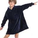 LetsFunny Blanket Hoodie, Oversized Wearable Sherpa Fleece Blanket Sweat shirt, Super Soft Warm Cozy with Giant Pocket, Gifts for Women Men Adults Teenagers Kids, One Size Fits All (Blue)