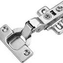 2 Pack 1 Pair Half Overlay Soft Close Cabinet Hinges European Kitchen Heavy-Duty Frameless Adjustable 35mm Cup Hidden Cabinet Hinges Two-Hole Square Mounting Plate Nickel Plated Finish