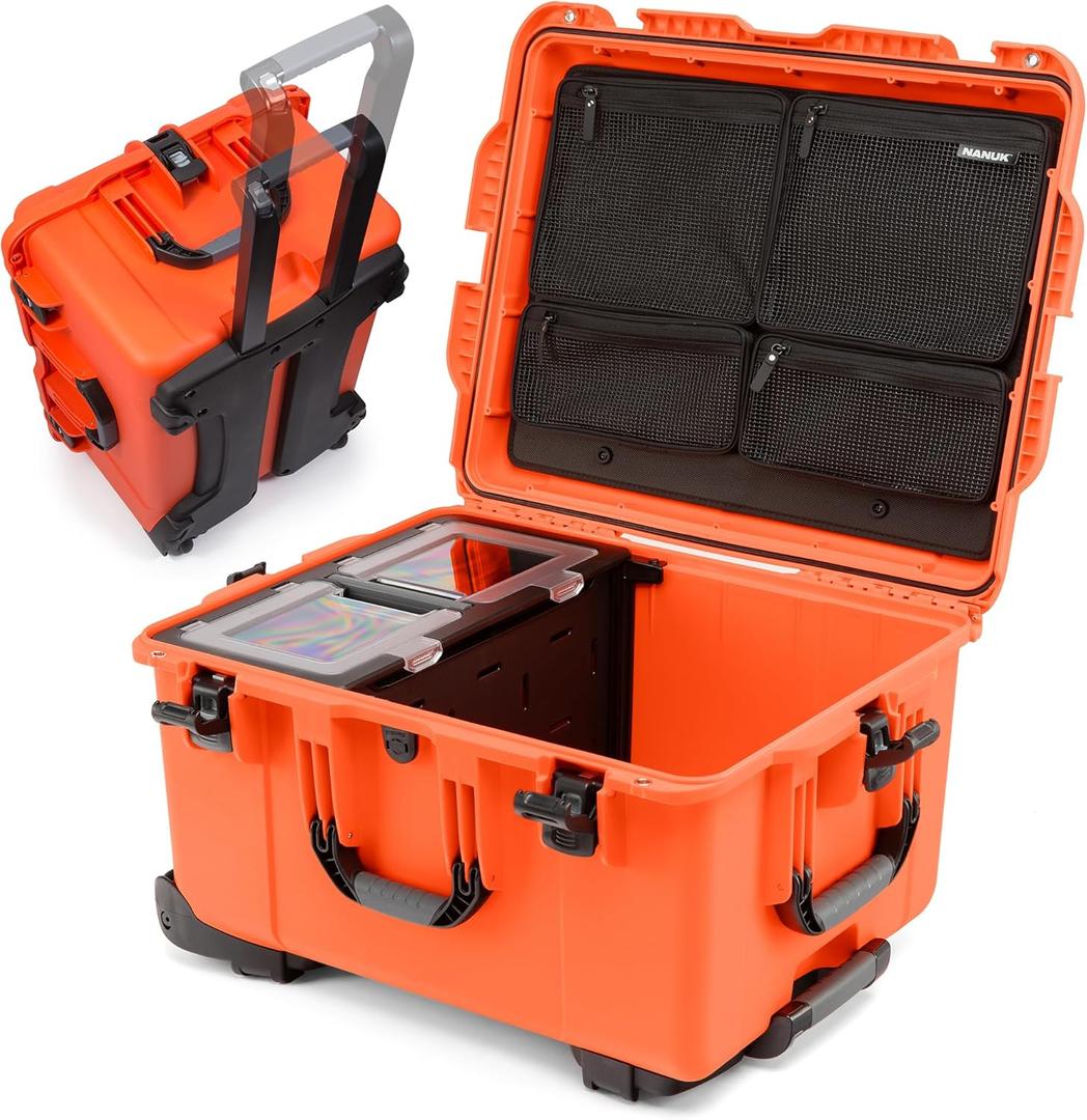NANUK Trail 80 79L (20.9-Gallon) Waterproof Storage Box Wheeled & Modular Cargo Case for Camping, Fishing, Hunting & Outdoor Storage Dustproof and Impact Resistant (25.4 x 20 x 14.5) Orange