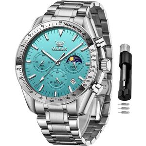 OLEVS Men Skeleton Watches Stainless Steel Analog Quartz Moon Phase Male Watch, Diamond Multi Calendar Chronograph Watch,Waterproof Wrist Watch for Men OLEVS Men Skeleton Watches Stainless Steel Analog Quartz Moon Phase Male Watch, Diamond Multi Calendar Chronograph Watch,Waterproof Wrist Watch for Men
