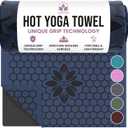 Clever Yoga Hot Yoga Mat Towel – Non-Slip Grip for Hot Yoga, Sweat Absorbent, Honeycomb Silicone Grip, Stays Flat – Ideal for Pilates, Travel, Washable & Lightweight - Dark Blue