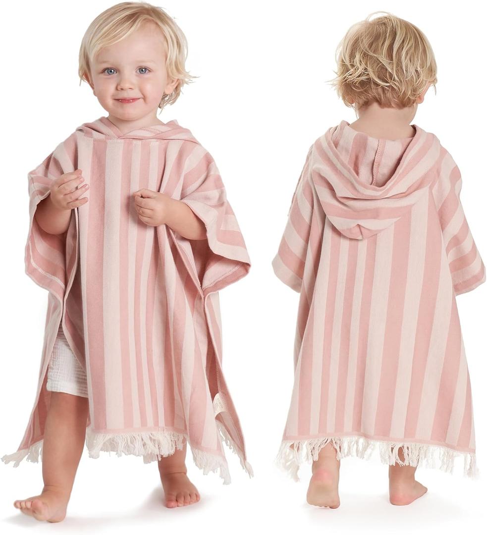 ZICOTO Stylish Hooded Beach Towel for Kids - Extra Soft and Fast Drying Poncho for Toddlers 1-3 Years is Made of Premium Cotton - Perfect Baby Cover Up for Beach Days or Pool and Bath Time Adventures (Small (0-3 yrs), Rose)